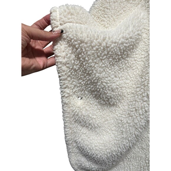 Calvin Klein Women’s Cream Sherpa Fleece Zip Poncho Jacket with Pockets One Size - Picture 3 of 6